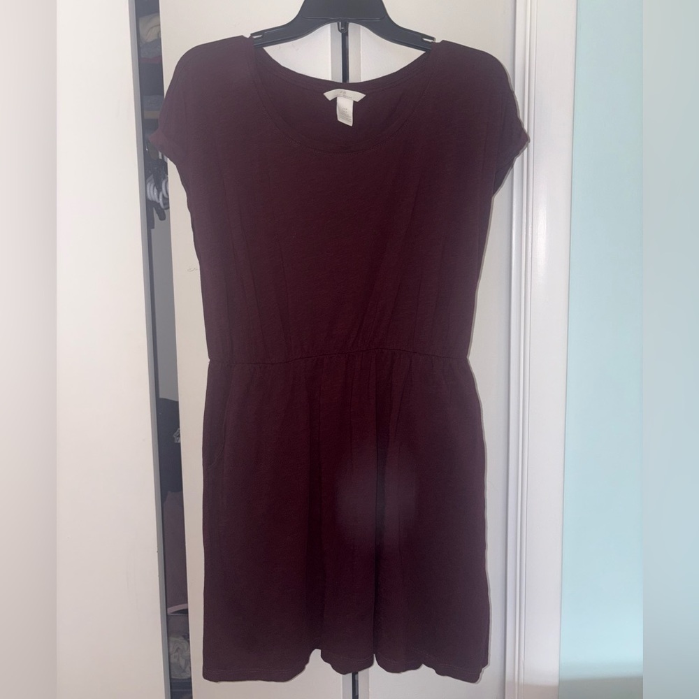 H&M Maroon Casual Dress With Pockets